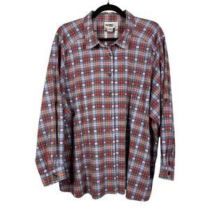 Koret City Blues Womens Button Up Plaid Multicolored Casual Shirt SZ 2S